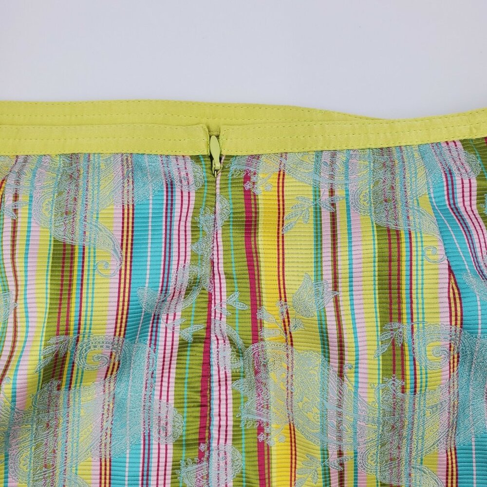 Cynthia Steffe Skirt Womens Size 10 Yellow Stripe Paisley Floral New - Picture 5 of 11